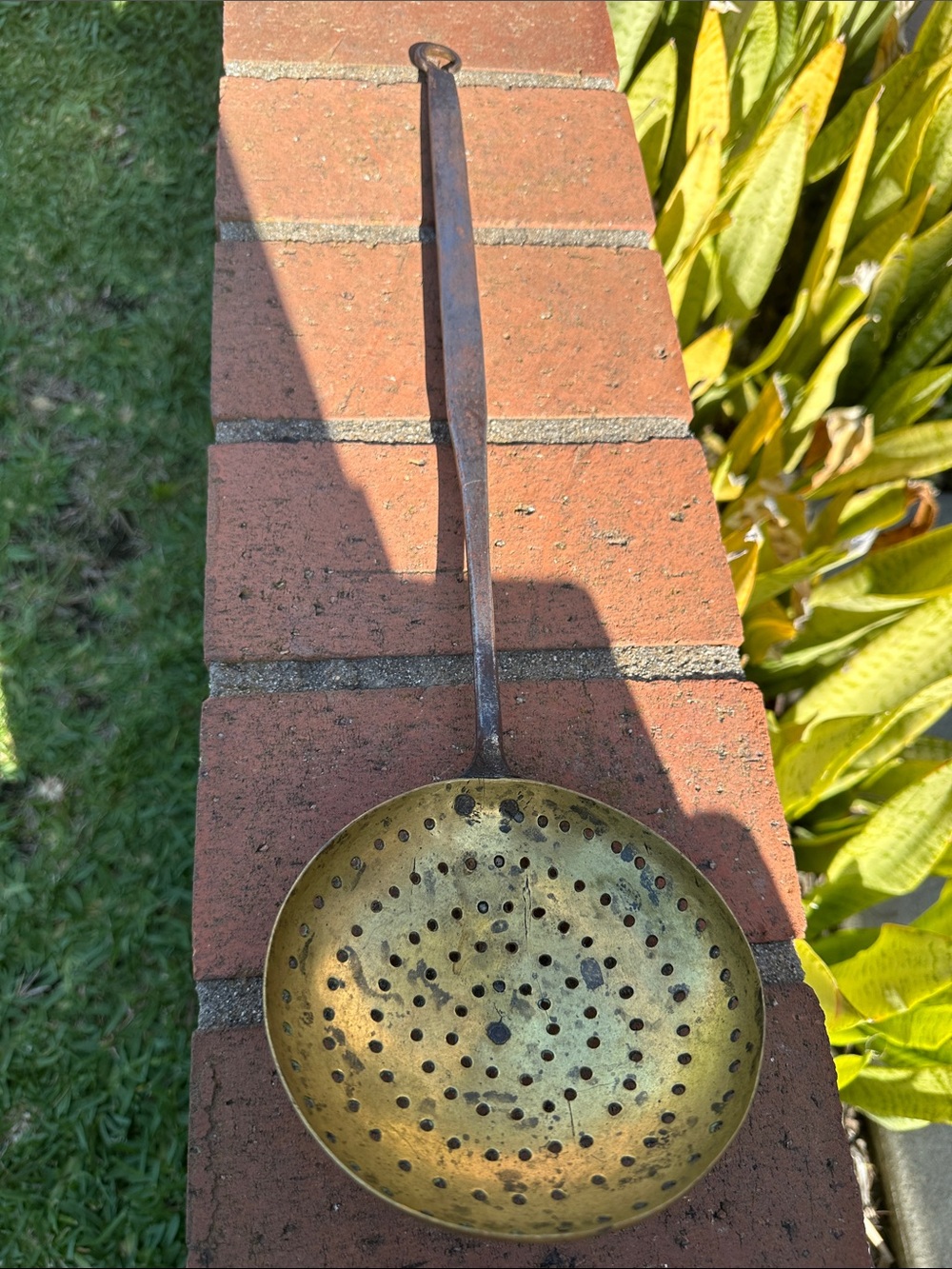 Antique Brass Skimmer Ladle Hand Forged
